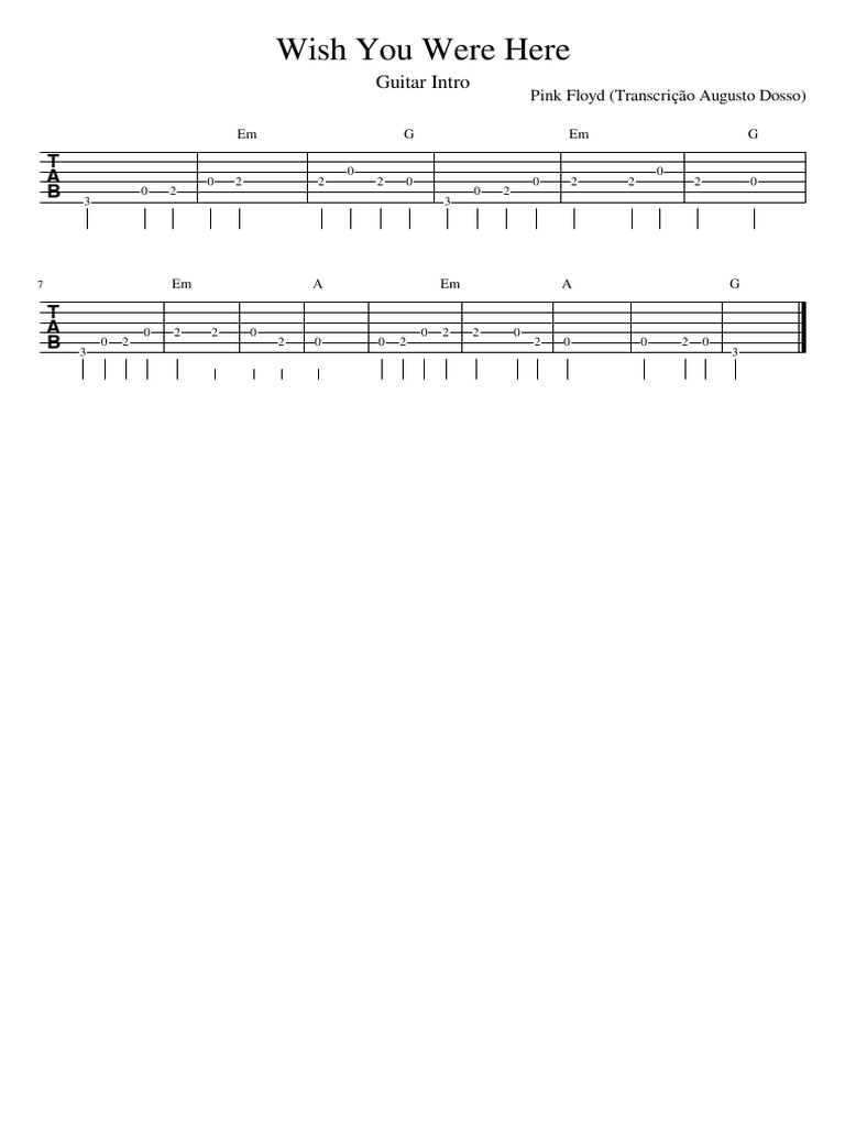 Intro de Guitarra - Wish You Were Here | PDF
