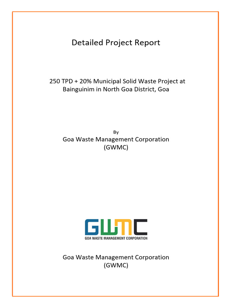 250 TPD Waste Project Report, Goa | PDF | Waste | Waste Management