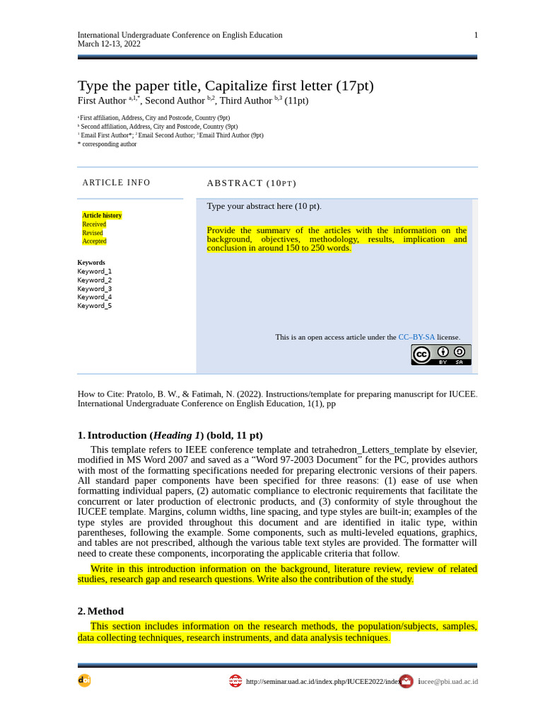 IUCEE Conference Paper Formatting Guide | PDF | International System Of ...