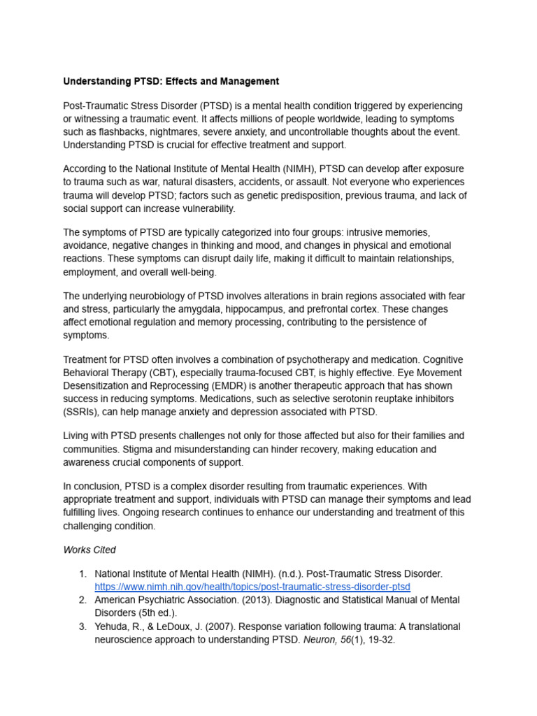Understanding PTSD: Effects & Treatment | PDF | Mental Disorder ...