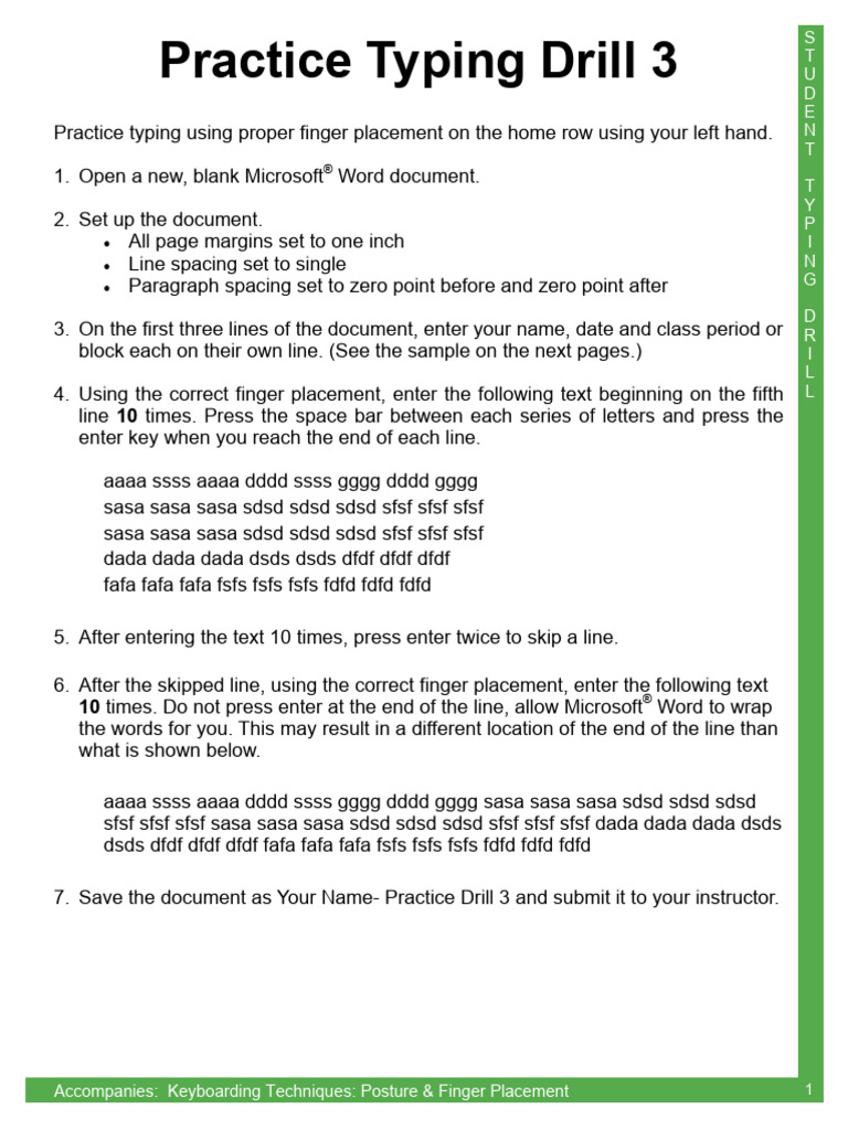 Student Typing Drill - Practice Typing Drill 03 | PDF | Writing ...