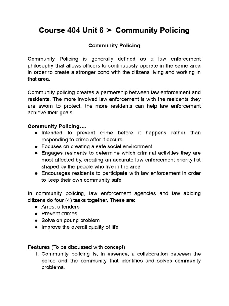 Unit 6 404 CP | PDF | Community Policing | Police