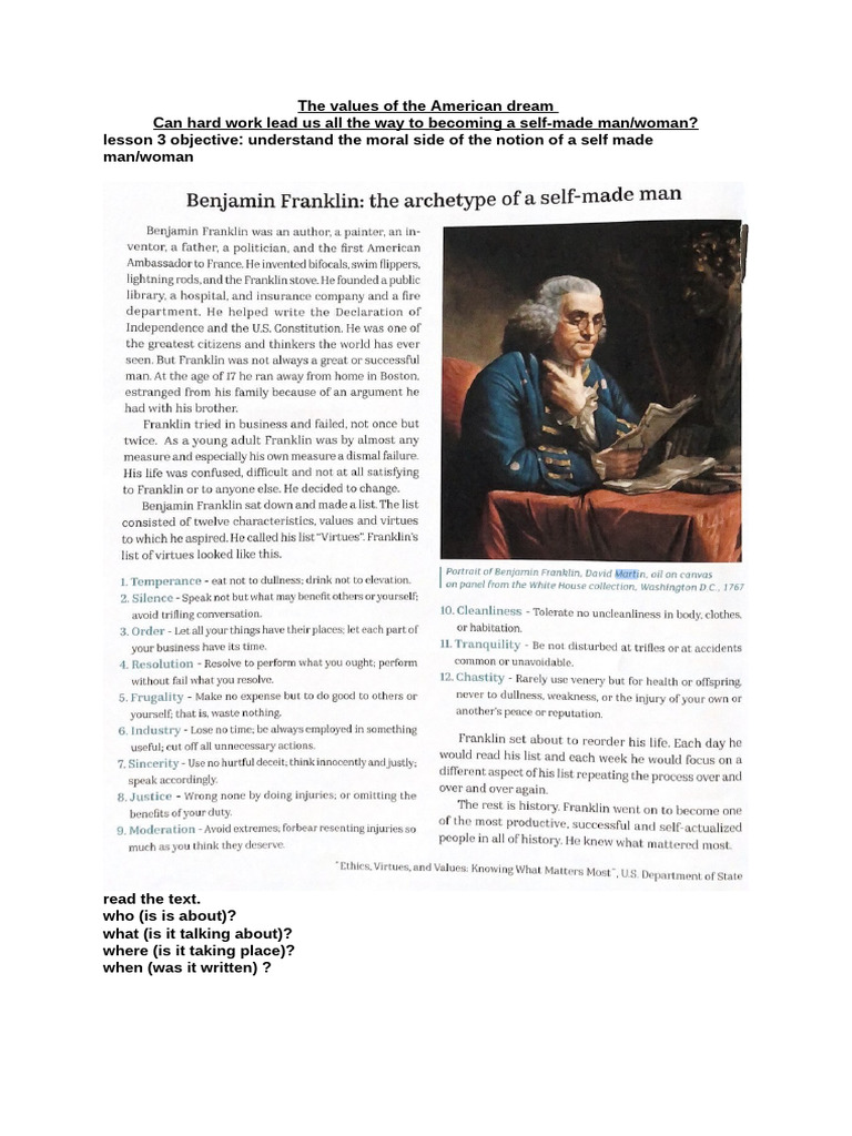 Benjamin Franklin: A Self-Made Man | PDF