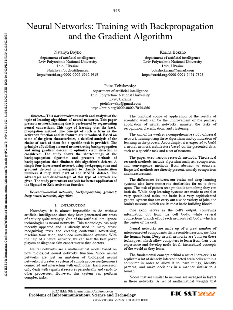 Neural Networks Training With Backpropagation and The Gradient ...