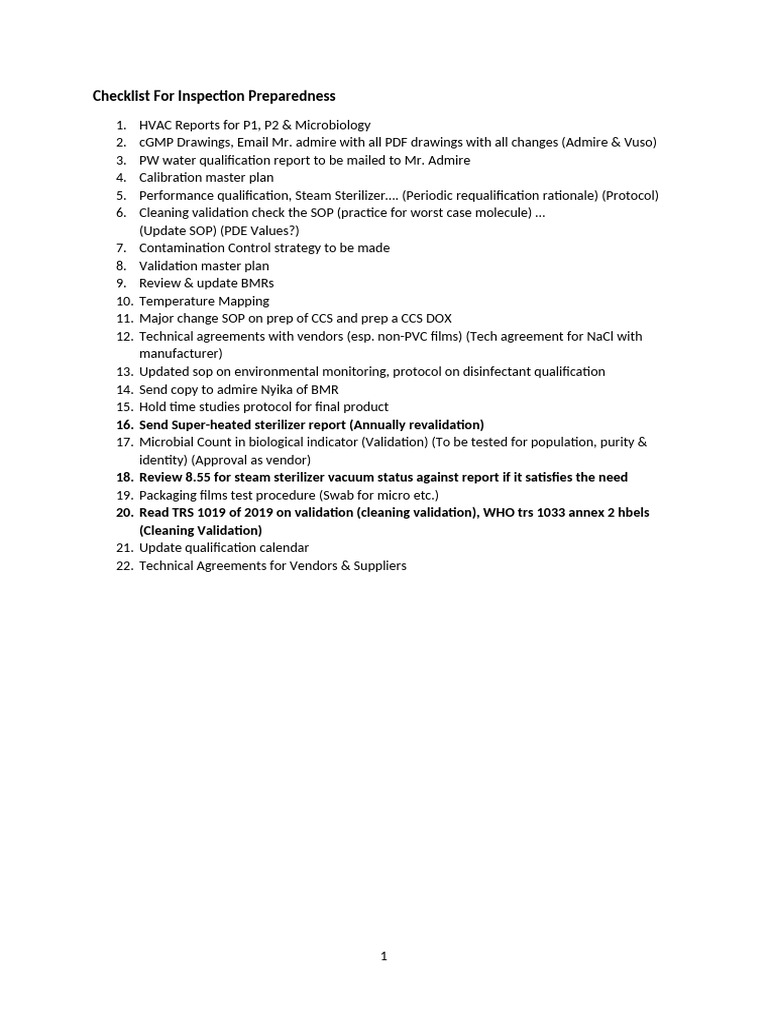 Inspection Preparedness Checklist Guide | PDF