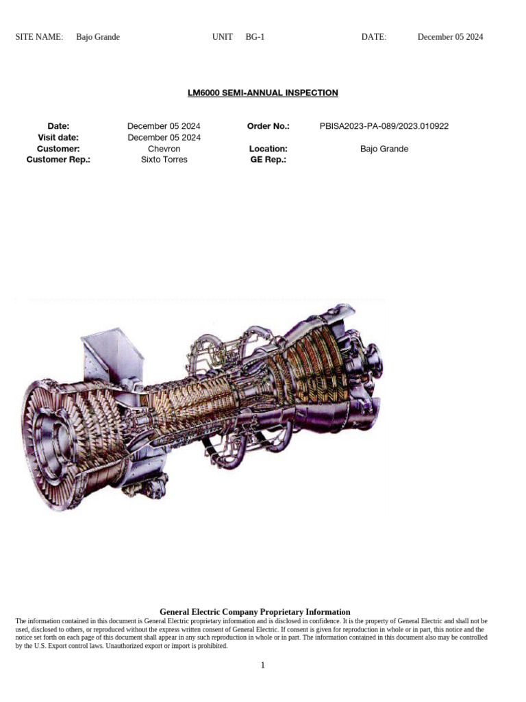 LM6000 Semi-Annual Inspection Report | PDF | Pump | Lubricant