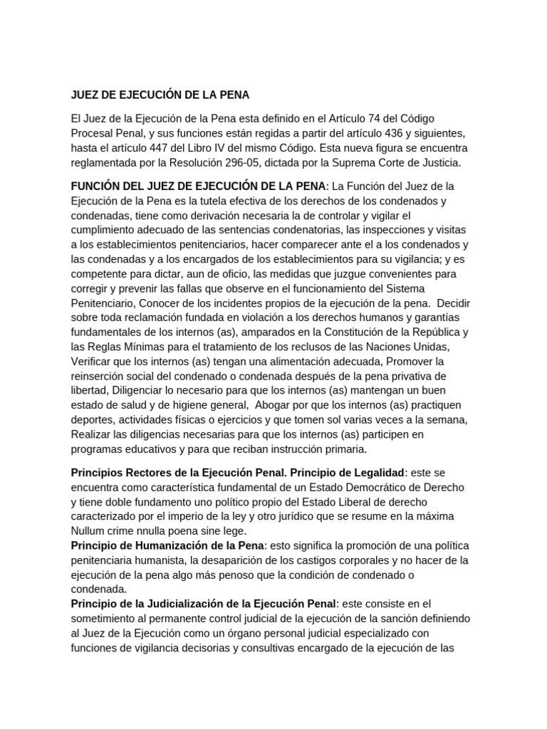 Funciones del Juez de Ejecución Penal | PDF | Pena capital | Castigos
