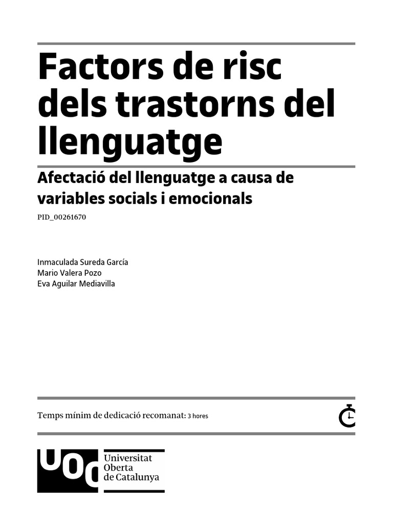 Factors de Risc Dels Trastorns Del Llenguatge | PDF