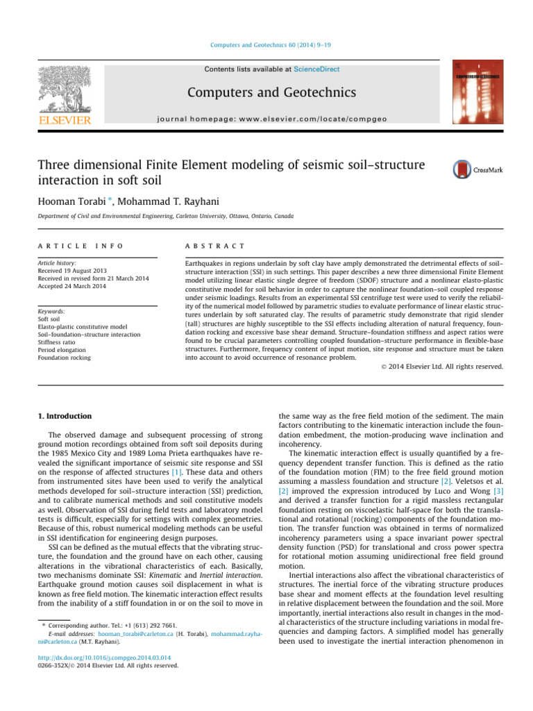 3D Finite Element Modeling of SSI in Soft Soil | PDF | Stress ...