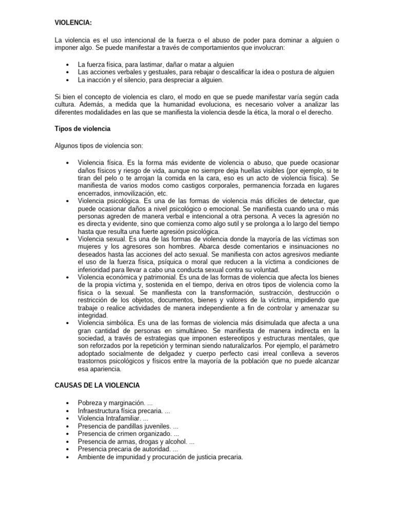 Tipos y causas de la violencia | PDF | Violencia | Agresión