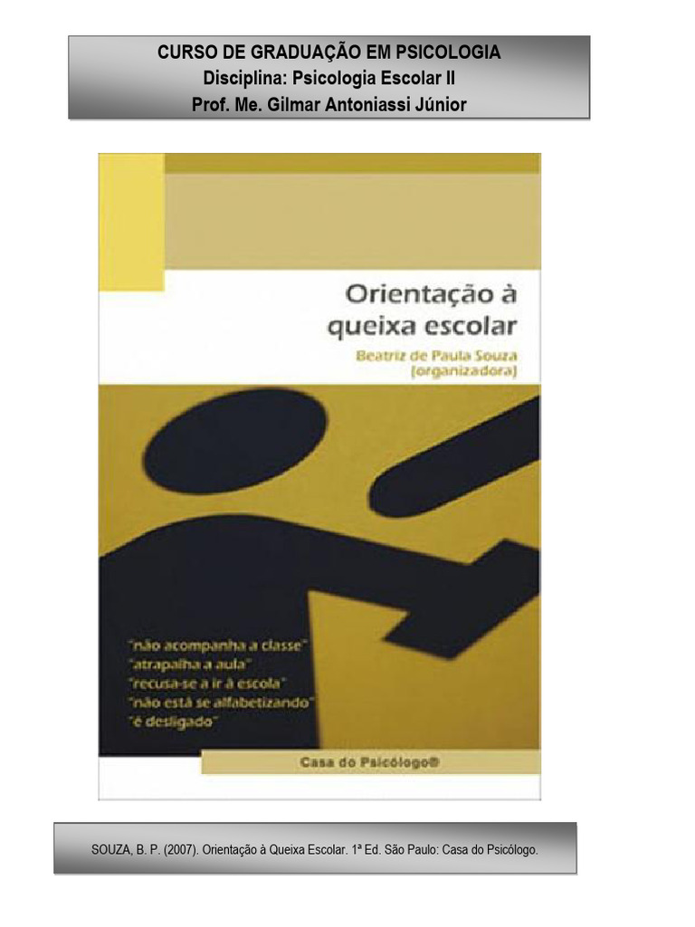 Orientação à Queixa Escolar em Psicologia | PDF