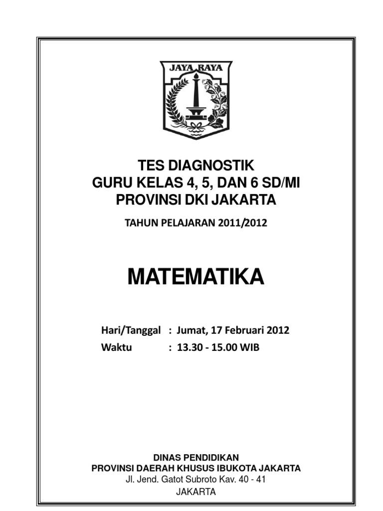 Soal Tes Diagnostik Guru Sd Matematika