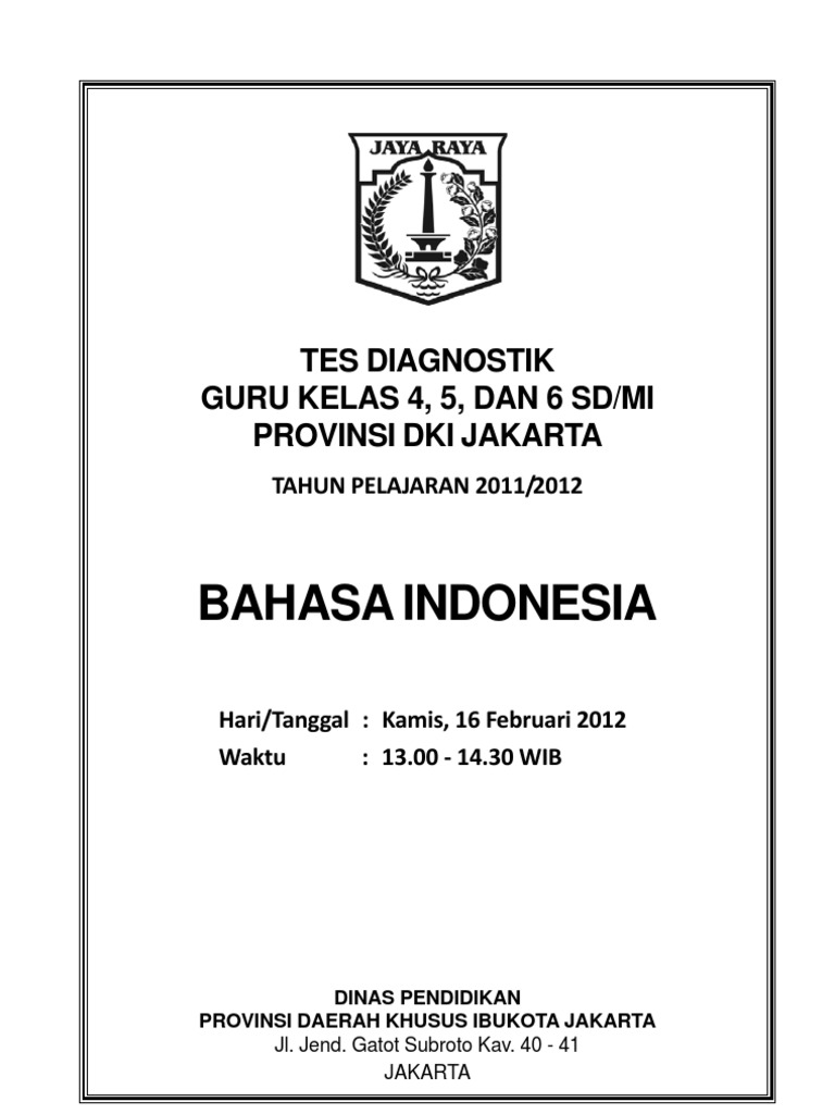 Contoh Soal Tes Diagnostik Bahasa Indonesia