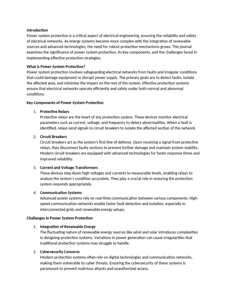 Significance of Power System Protection | PDF | Electrical Engineering ...