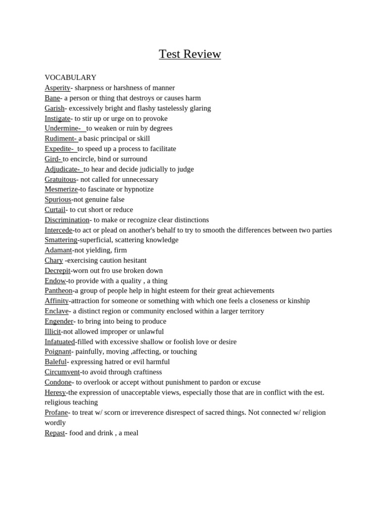 Test Review Pdf Verb Noun