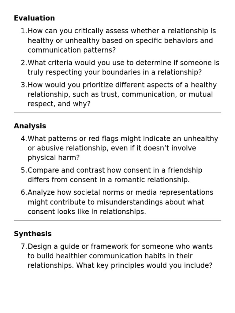Healthy Relationship Assessment Guide | PDF | Consent | Communication