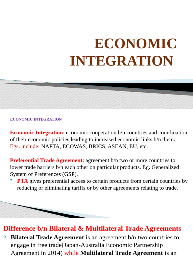 Understanding Economic Integration Types | PDF | Trade Agreements ...