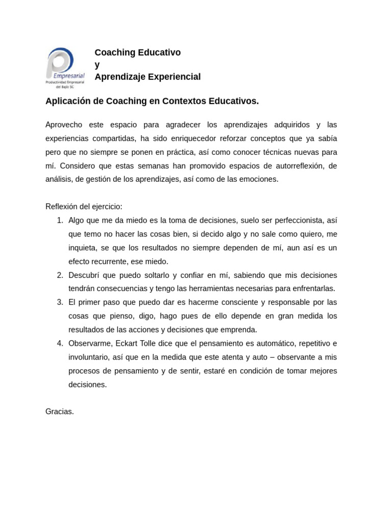 Coaching y Aprendizaje Personal | PDF