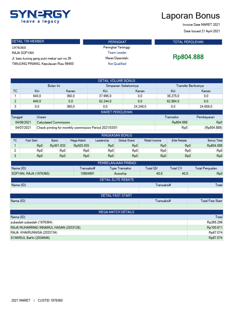 Commissionstatement | PDF