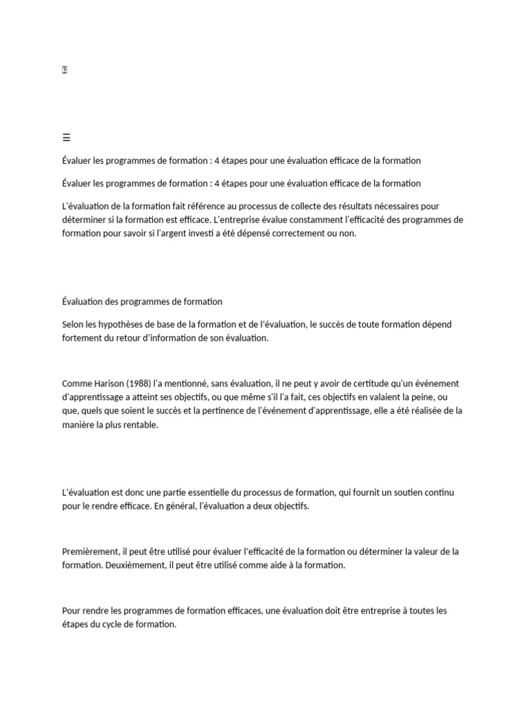 Évaluation efficace des programmes de formation | PDF | Apprentissage ...