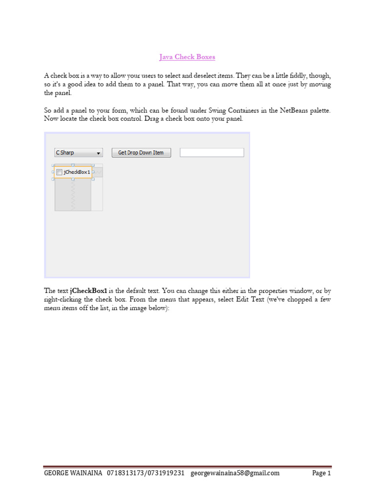 Java Checkbox Tutorial in NetBeans | PDF | Net Beans | Applications ...