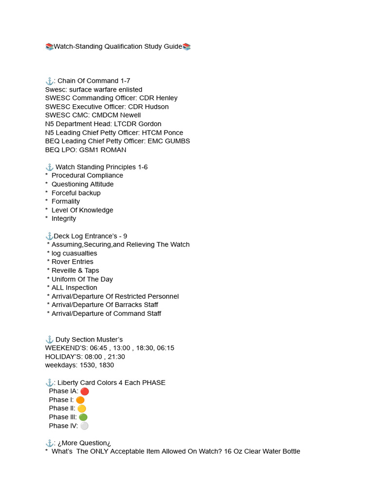 Watch Standing Qualification Guide | PDF