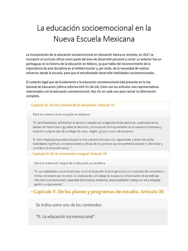 Educación Socioemocional en la NEM | PDF
