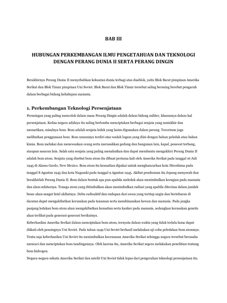 Hubungan Iptek Dan Perang Dingin Pdf
