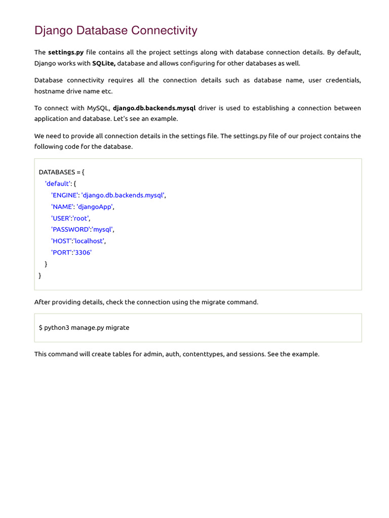 Django MySQL Database Connection Guide | PDF | Databases | My Sql