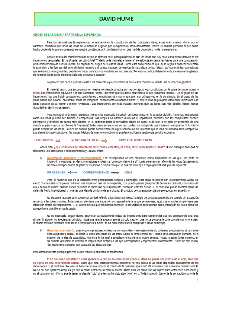Origen de la idea del yo en Hume | PDF | David Hume | Razón
