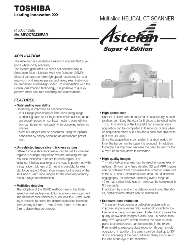 Asteion Multislice Helical CT Scanner | PDF | Ct Scan | Rendering ...