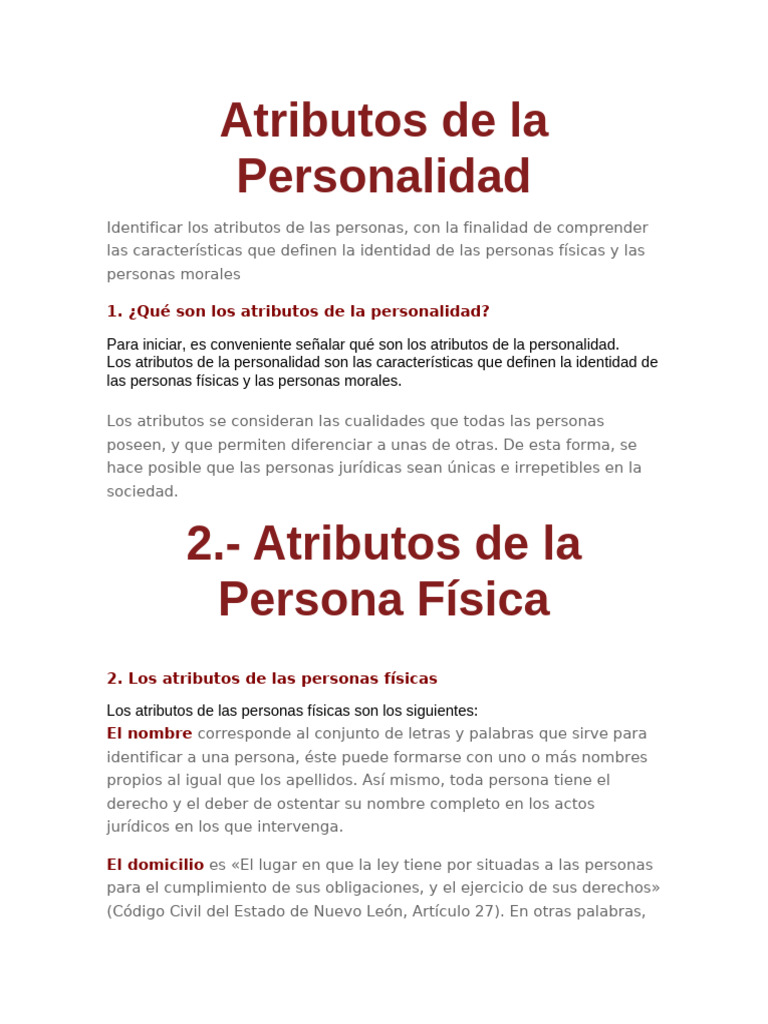 Atributos de La Personalidad | PDF | Bienes (Ley) | Estado civil