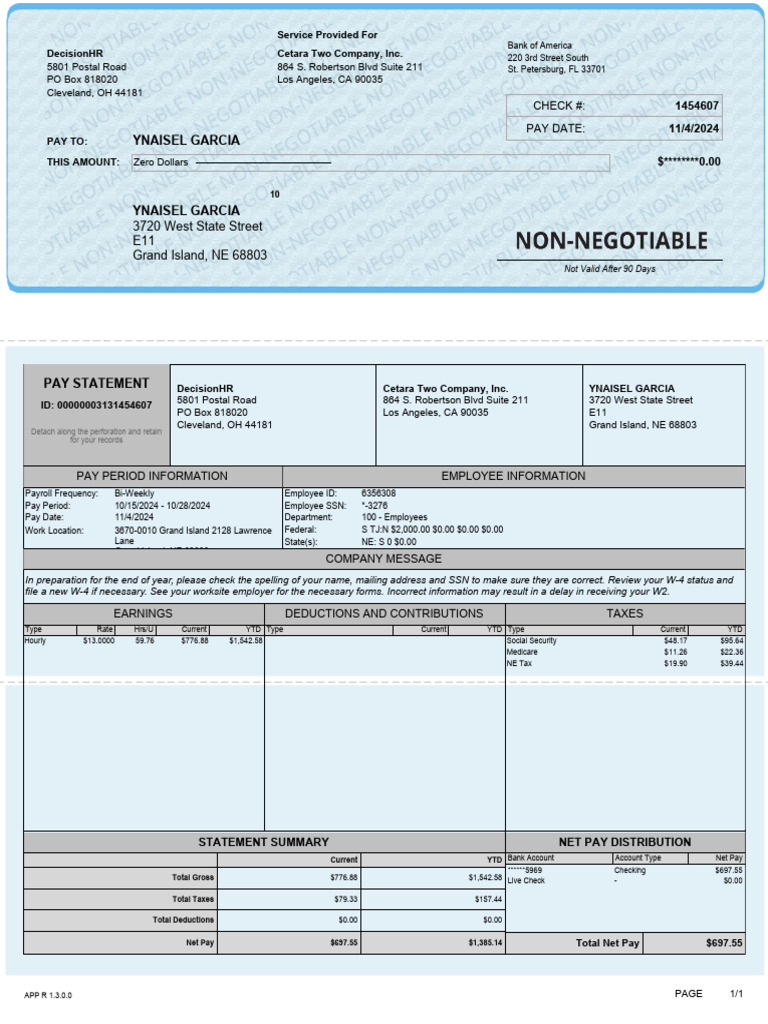 PayStatement 3131454607 | PDF | Payroll | Public Finance