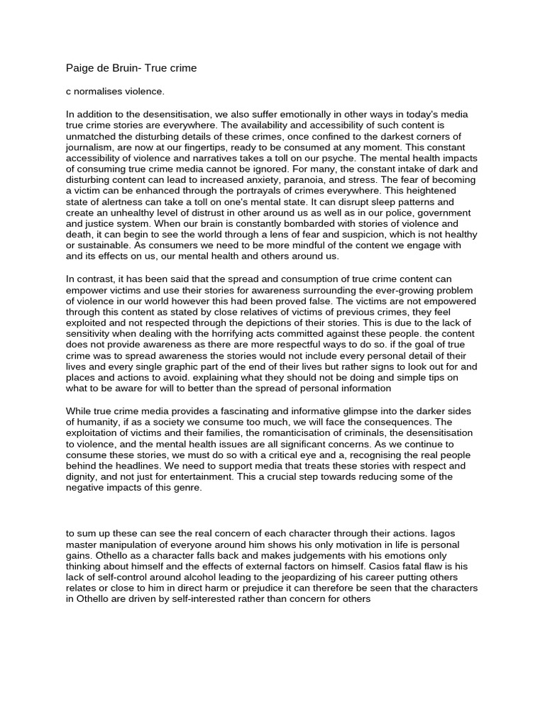 true crime copy | PDF | Violence | Mental Health