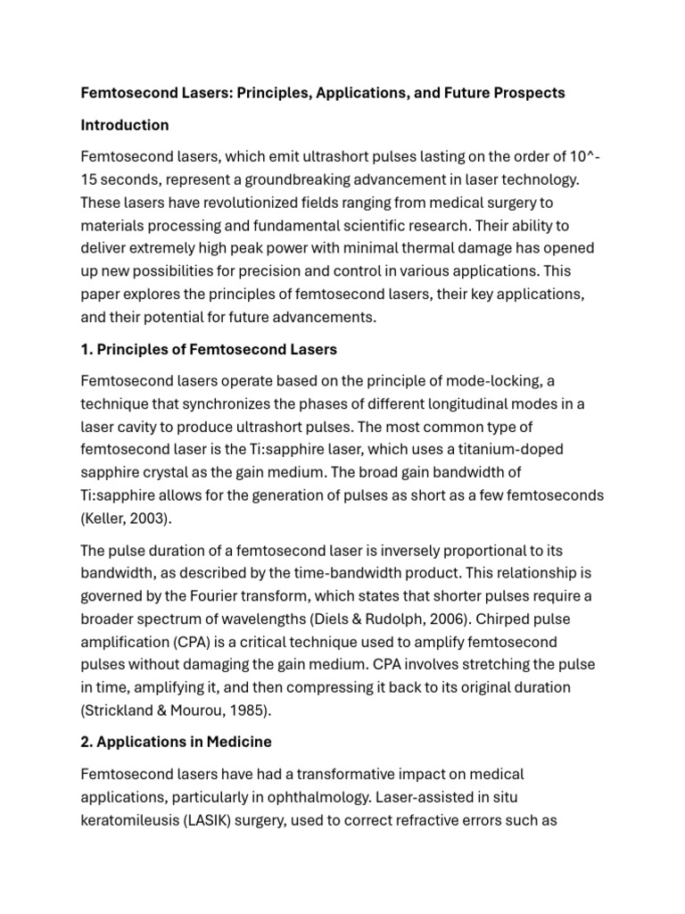 Femtosecond lasers | PDF | Ultrashort Pulse | Laser