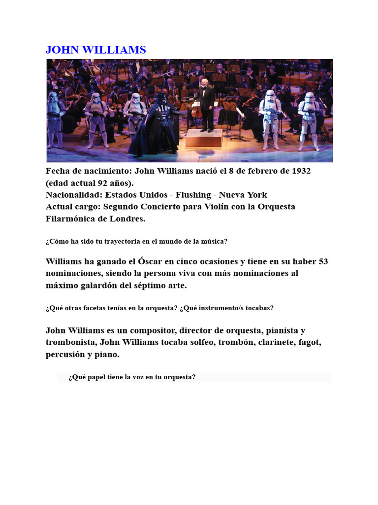 Biografía de John Williams: Compositor y Director | PDF