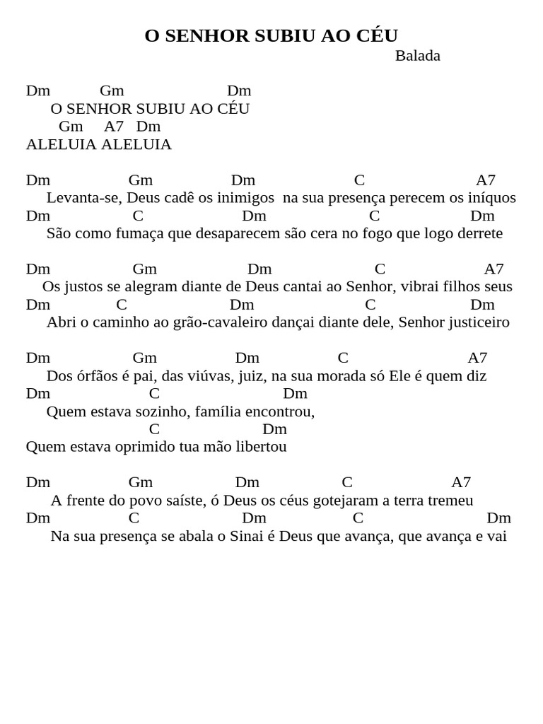 Cifra: O Senhor Subiu ao Céu | PDF