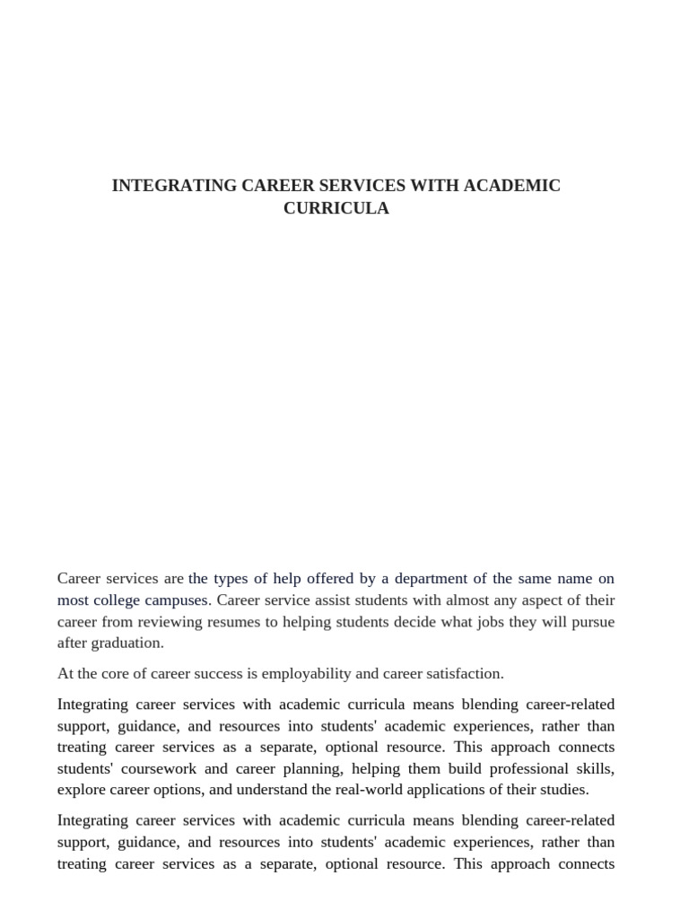 Integrating Career Services in Education | PDF | Curriculum | Employee ...