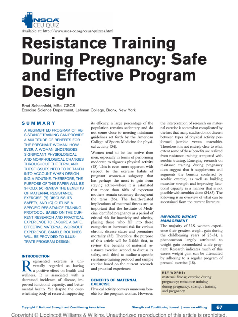 Resistance Training Benefits for Pregnant Women | PDF | Gestational ...