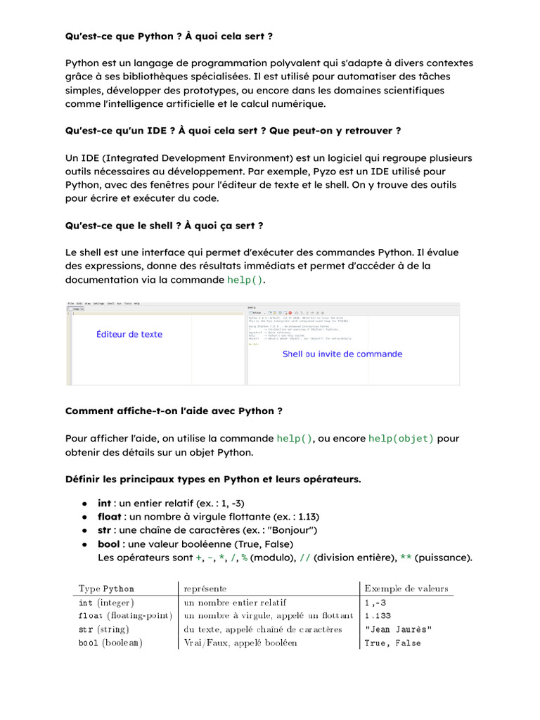 Introduction à Python et ses concepts clés | PDF | Python (Langage de ...