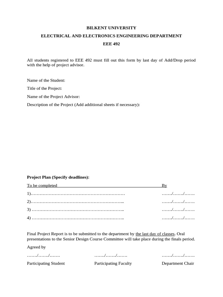 EEE 492 Form - Updated in September 2020 | PDF