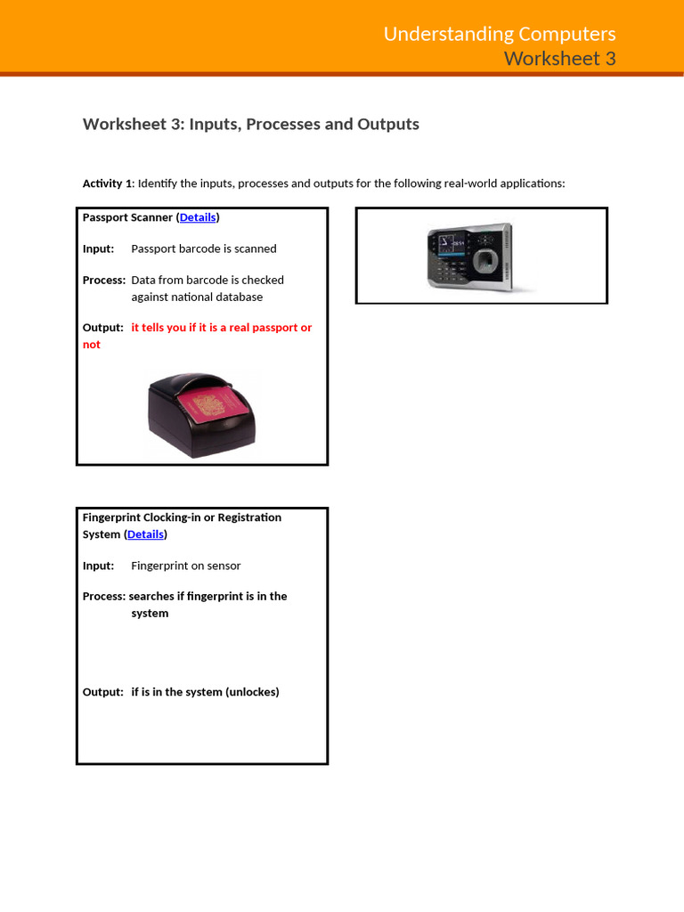Worksheet 3 Inputs, Processes and Outputs-1 (1) | PDF