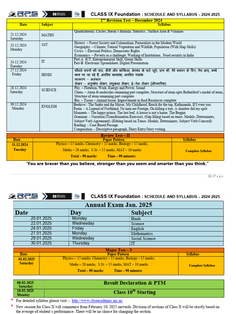 Class IX Schedule & Syllabus 2024-2025 | PDF | Linguistics