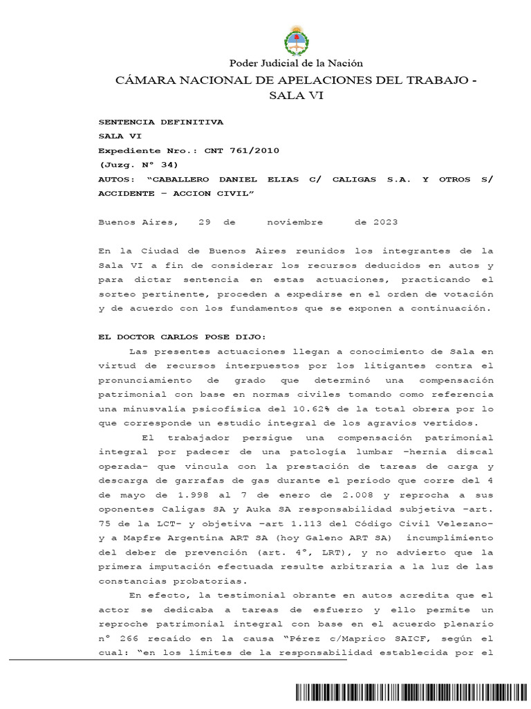 Compensación por Accidente Laboral en Argentina | PDF | Juez | Justicia