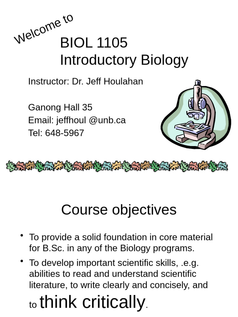 Intro Bio Course Overview | PDF | Lecture | Cognition