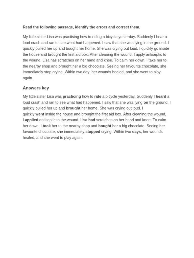 Error Correction in a Short Story | PDF