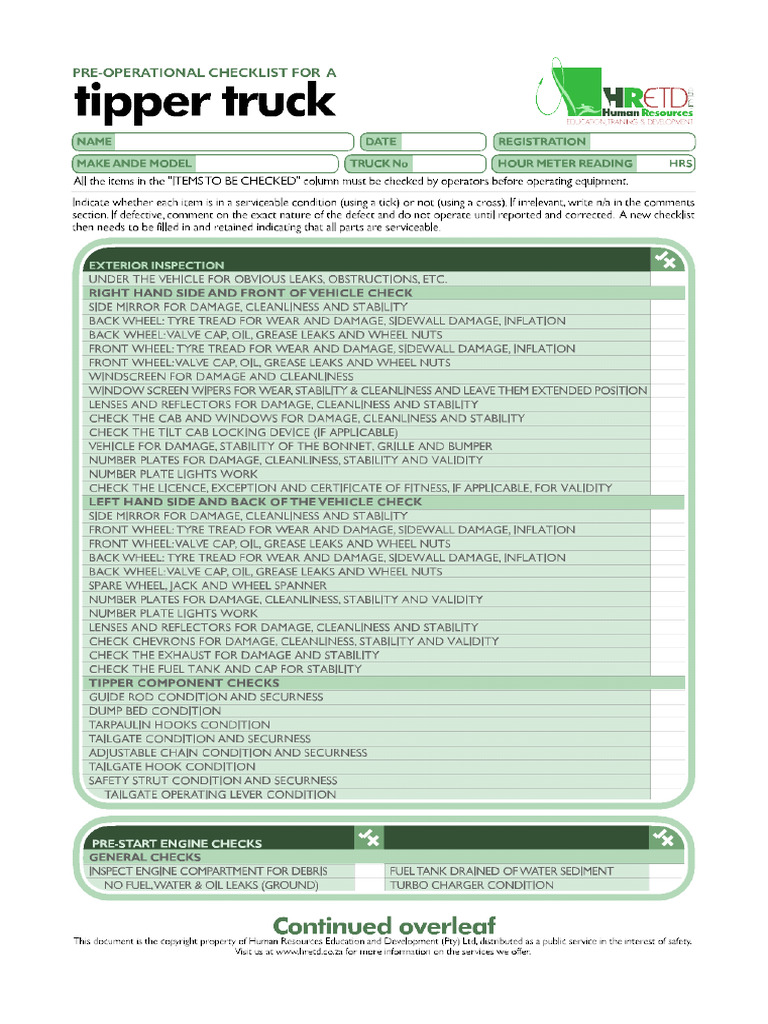 TT Checklist | PDF