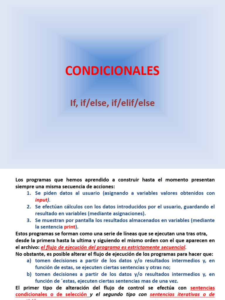 CONDICIONALES Clase2 Presencial | PDF | Python (lenguaje de ...
