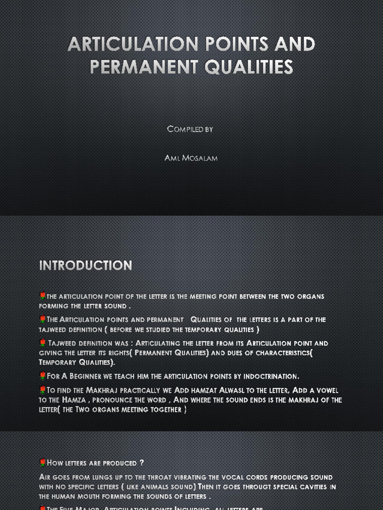 Articulation Points &permanent Qualities | PDF | Mouth