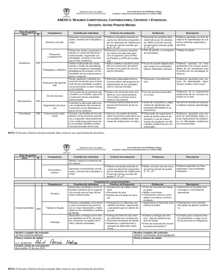 Evaluación Desempeño Docente 2024 | PDF | Evaluación | Plan de estudios